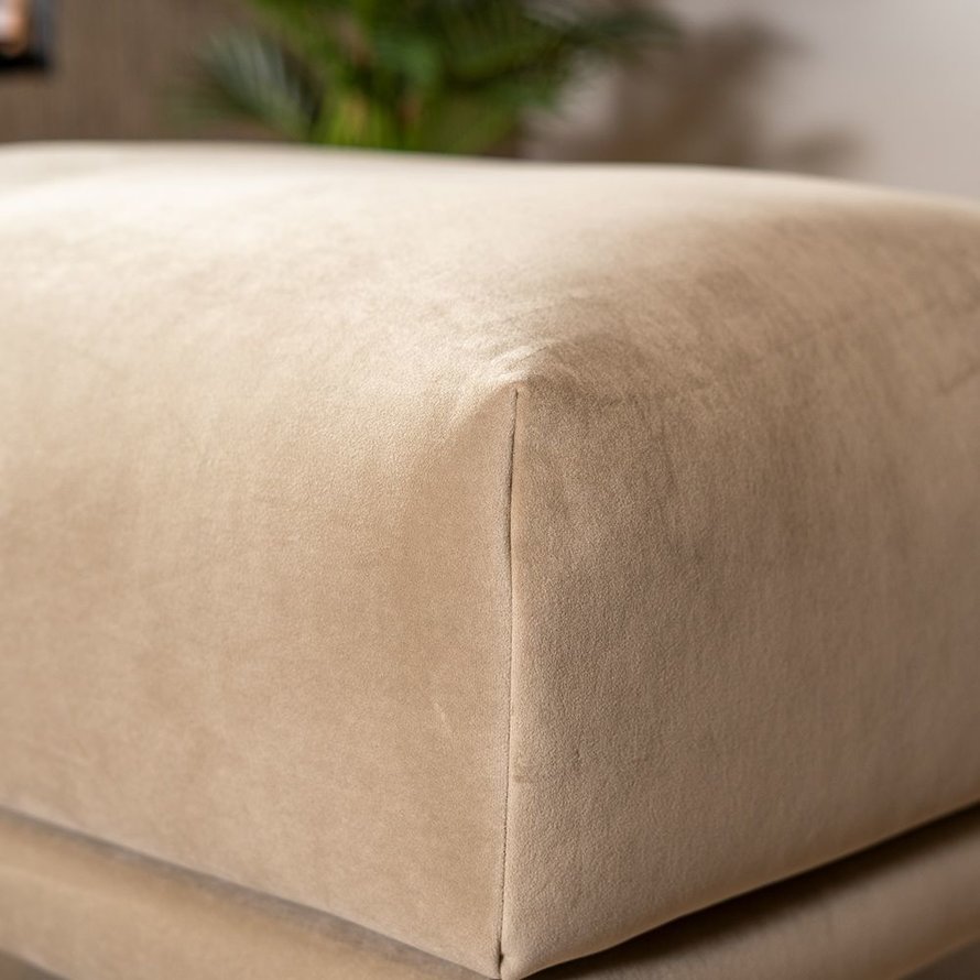 Samt Hocker Denver rechteckig beige