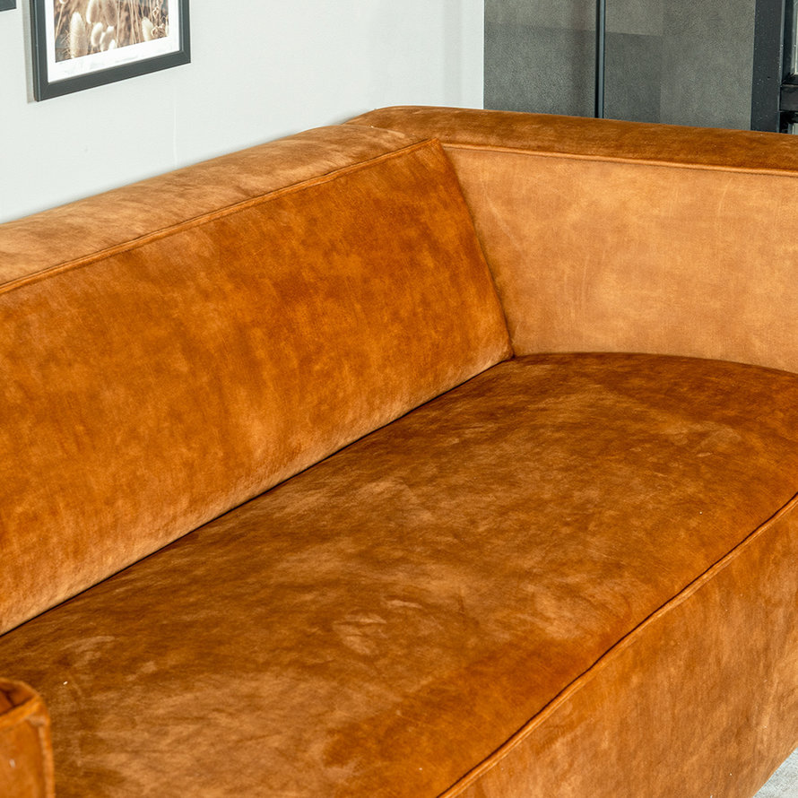 Samt Sofa Memphis 3-Sitzer ockergelb/cognac