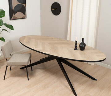 Bronx71 Esstisch oval Fischgrät Ilva PVC 280 x 110 cm