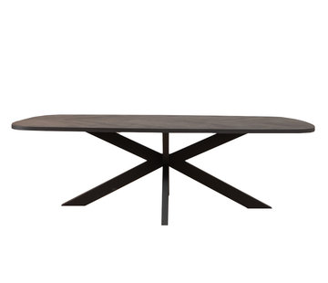 Bronx71 Esstisch dänisch oval Fischgrät Haley PVC 280 x 110 cm schwarz