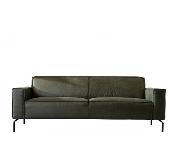Bronx71 Ledersofa Kansas 3-Sitzer olivgrün