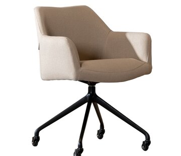 Bronx71 Esszimmerstuhl Isak recycelter Stoff mit Rollen taupe
