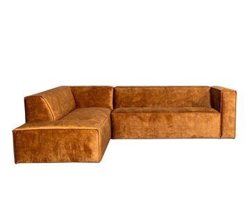 Bronx71 Ecksofa Memphis Samt ockergelb/cognac links