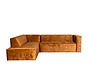 Ecksofa Memphis Samt ockergelb/cognac links