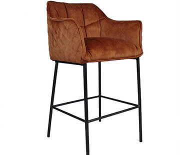 Bronx71 Barstuhl Samt Jayron mit Armlehne kupfer 82 cm
