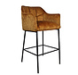 Barstuhl Samt Jayron mit Armlehne ockergelb/cognac 82 cm