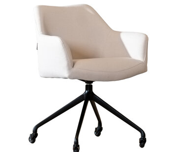 Bronx71 Esszimmerstuhl Isak recycelter Stoff mit Rollen off white