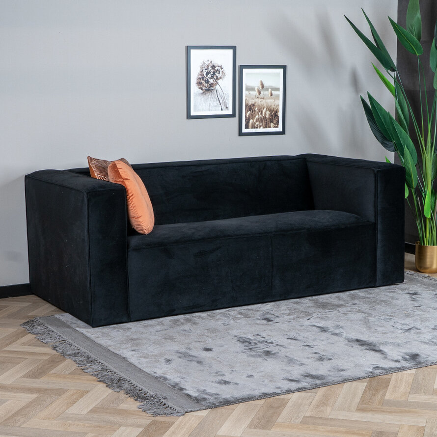 Samt Sofa Memphis 2,5-Sitzer schwarz