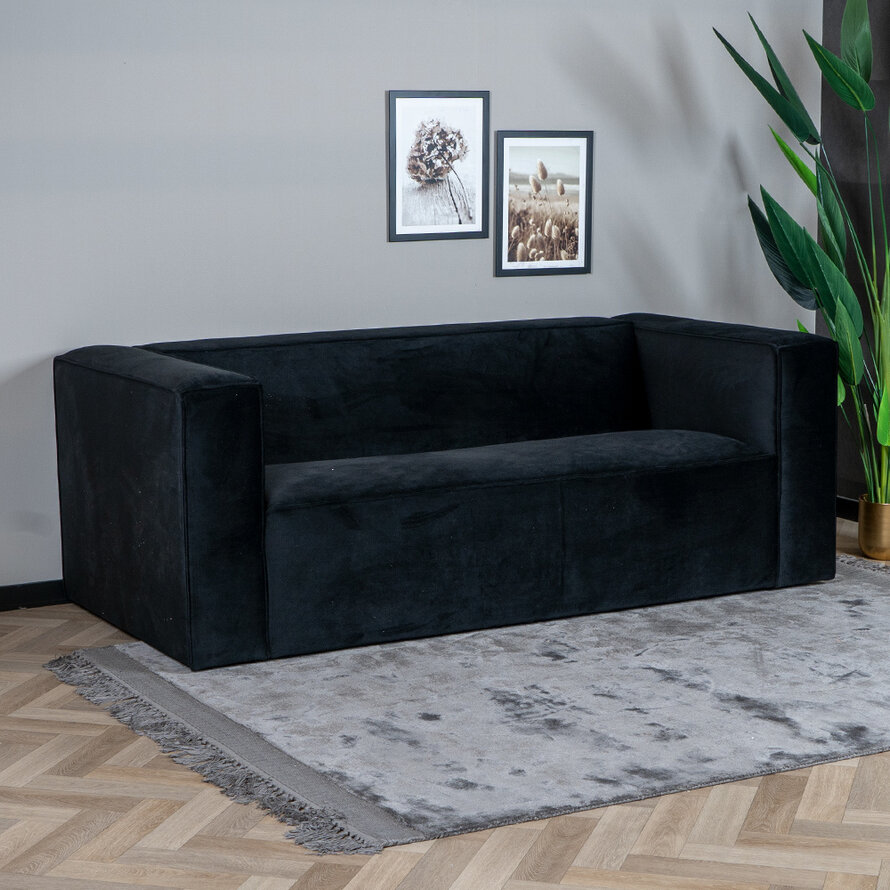 Samt Sofa Memphis 2,5-Sitzer schwarz