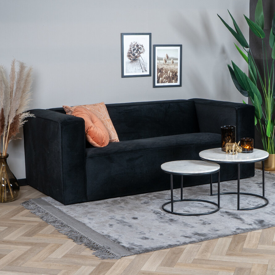 Samt Sofa Memphis 2,5-Sitzer schwarz