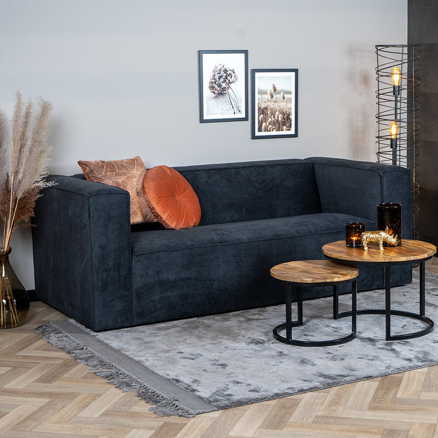 Design Sofa Memphis 2,5-Sitzer Stoff schwarz