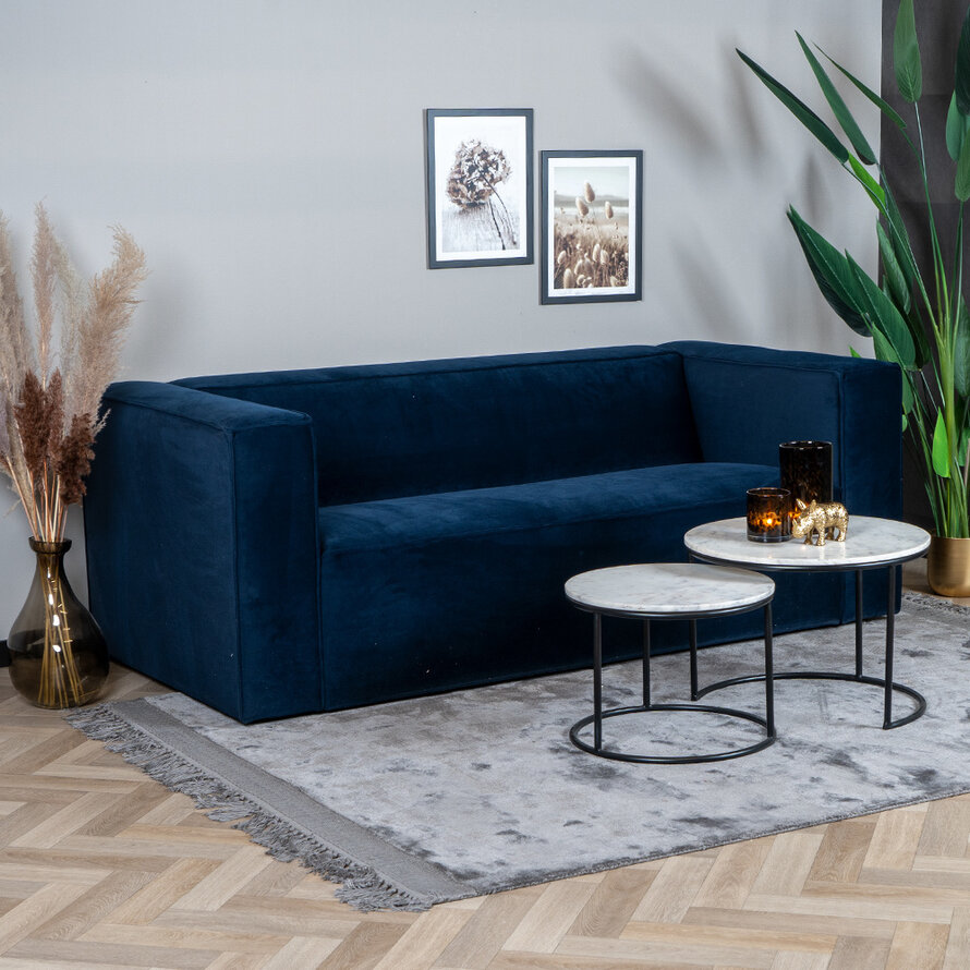 Samt Sofa Memphis 2,5-Sitzer dunkelblau