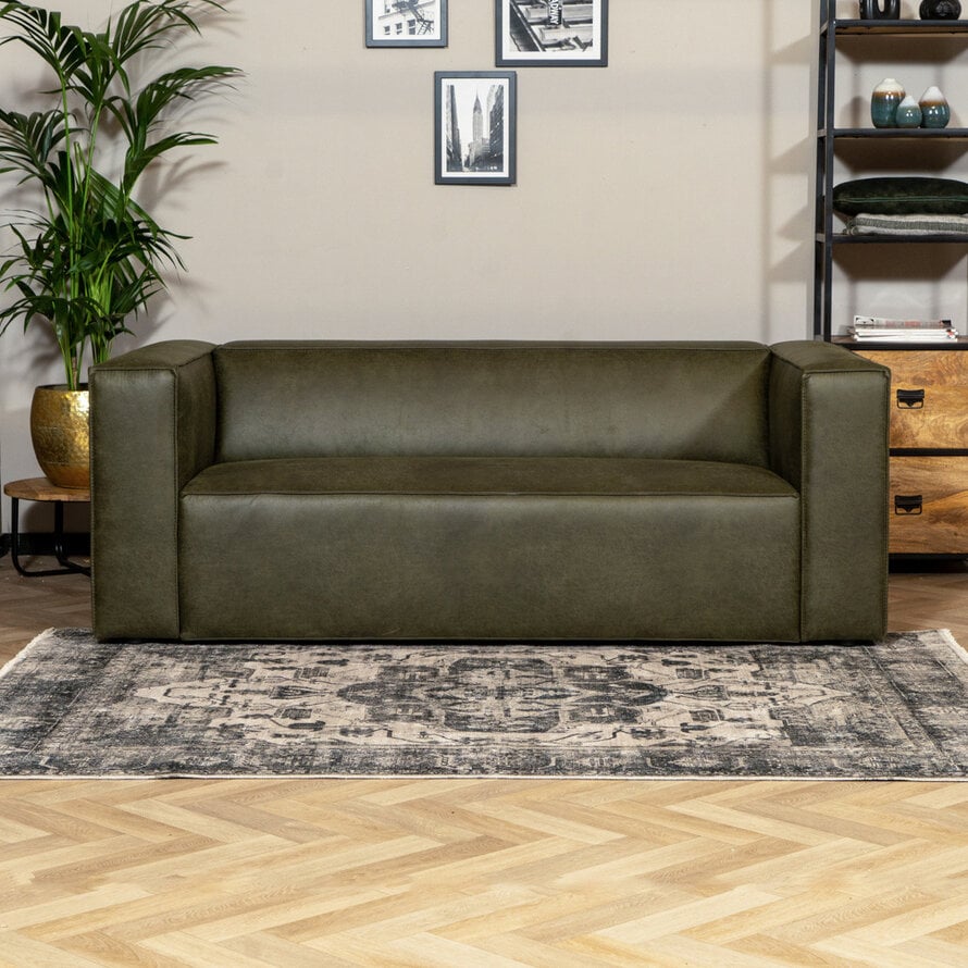 Leder Sofa Memphis 2,5-Sitzer olivgrün