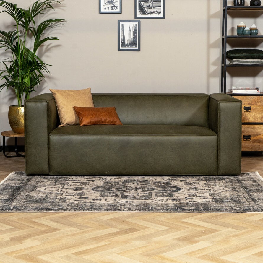 Leder Sofa Memphis 2,5-Sitzer olivgrün