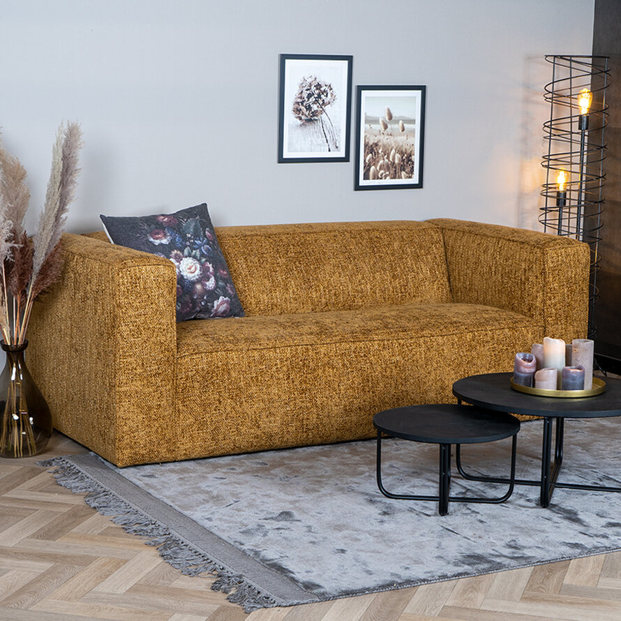 Chenille Sofa Memphis 2,5-Sitzer ockergelb/cognac