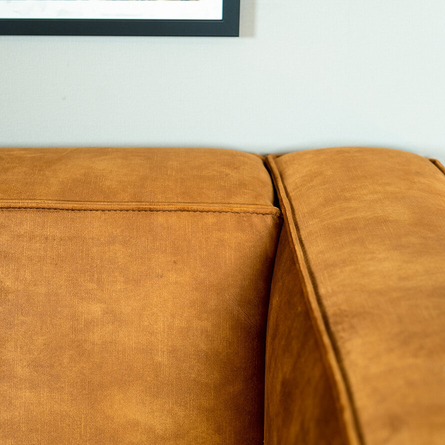 Samt Sofa Memphis 2,5-Sitzer ockergelb/cognac