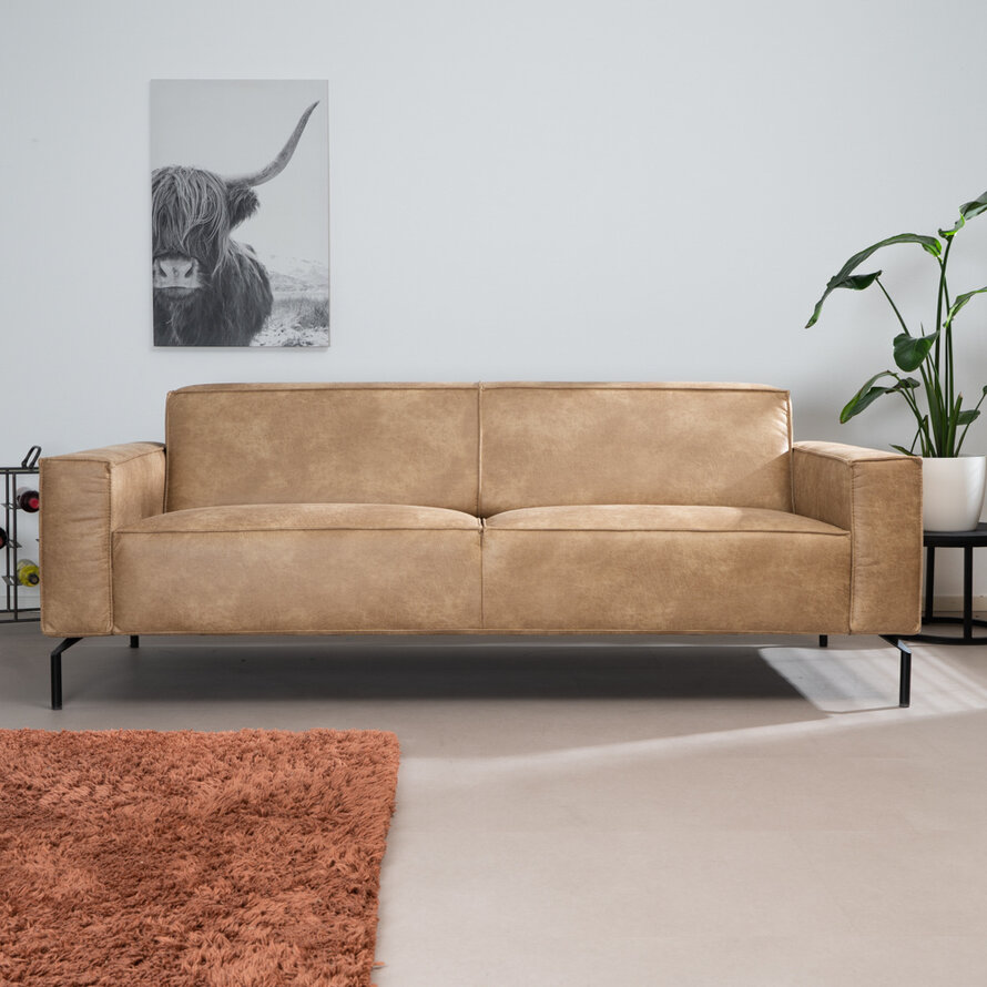 Ledersofa Kansas 3-Sitzer beige