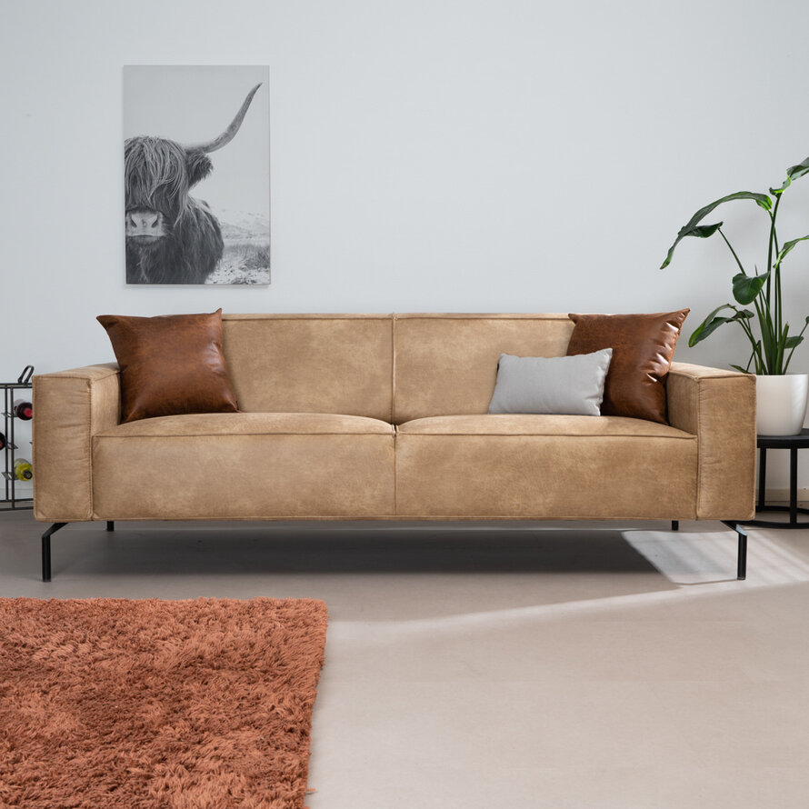 Ledersofa Kansas 3-Sitzer beige