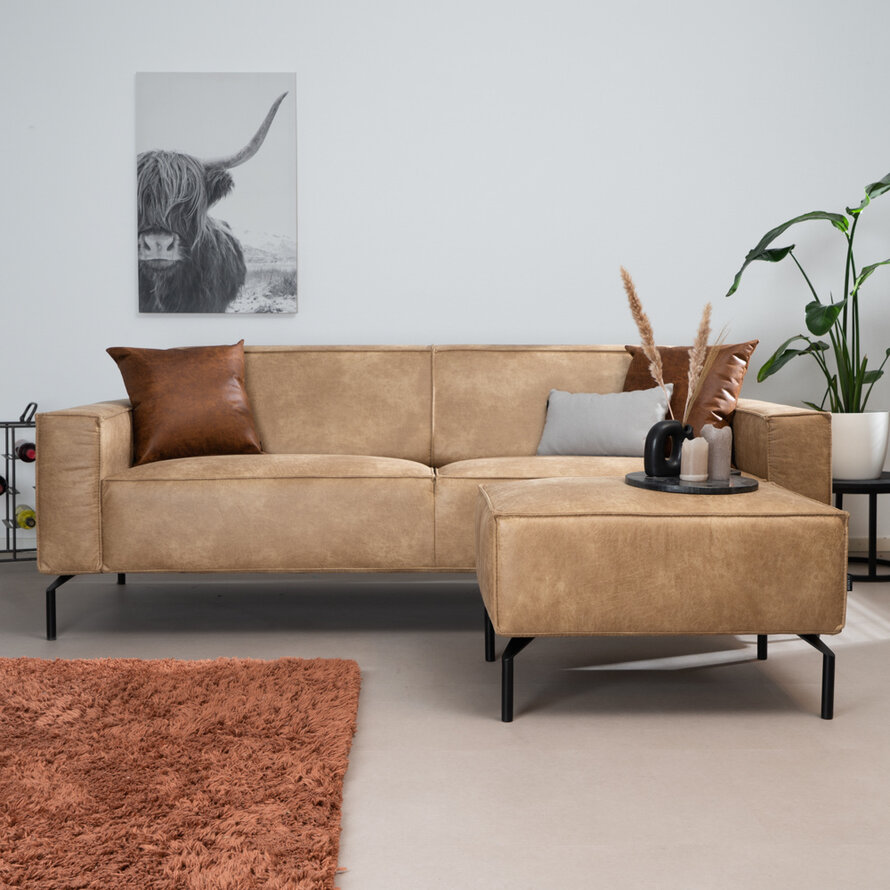 Ledersofa Kansas 3-Sitzer beige