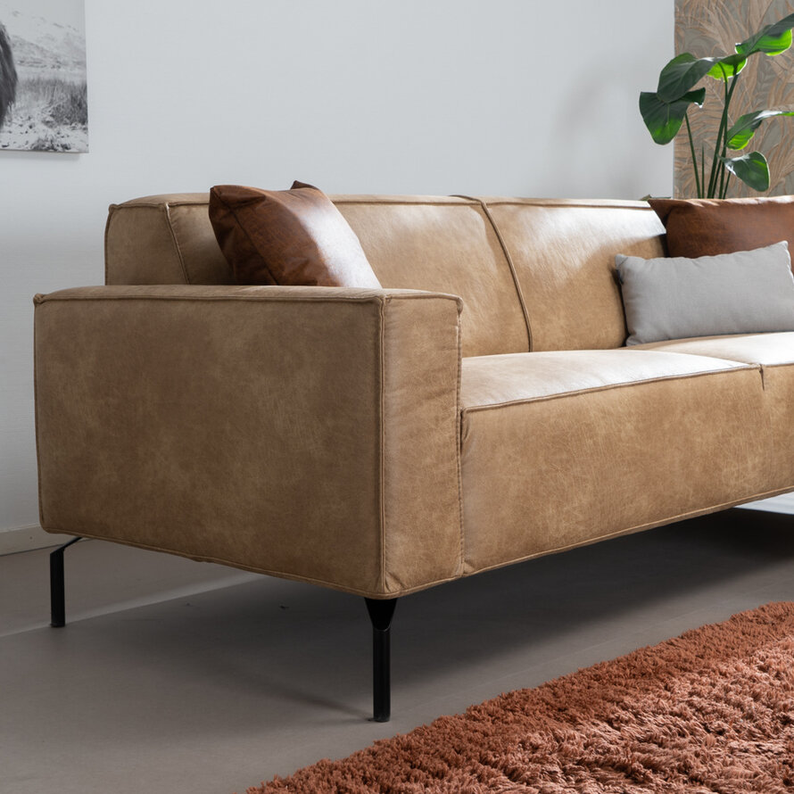 Ledersofa Kansas 3-Sitzer beige