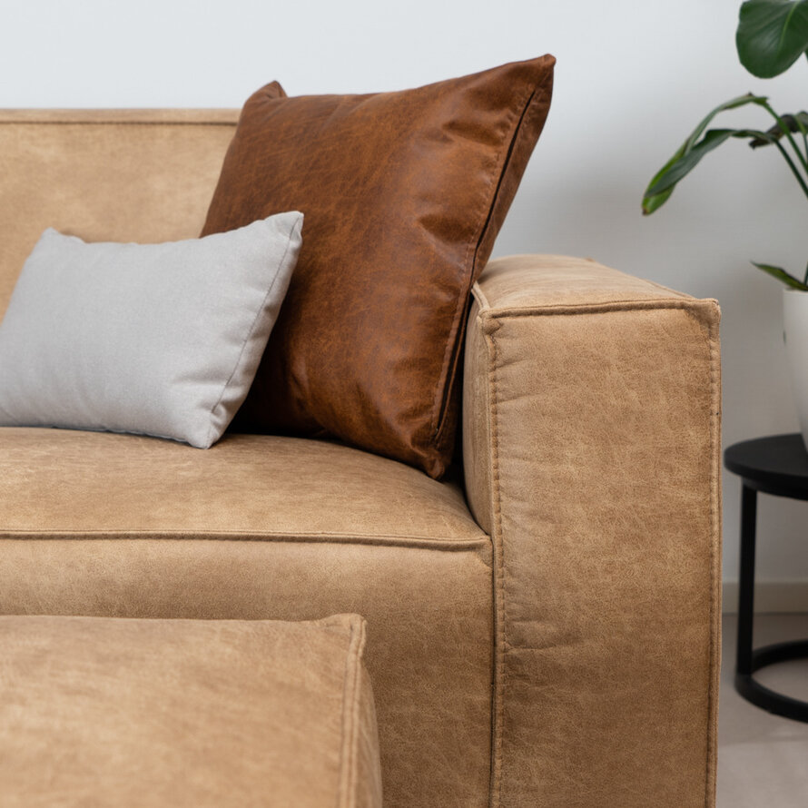 Ledersofa Kansas 3-Sitzer beige