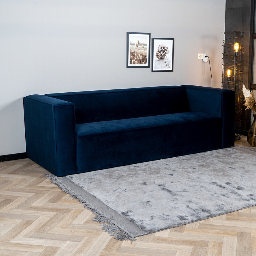 Samt Sofa Memphis 3-Sitzer dunkelblau