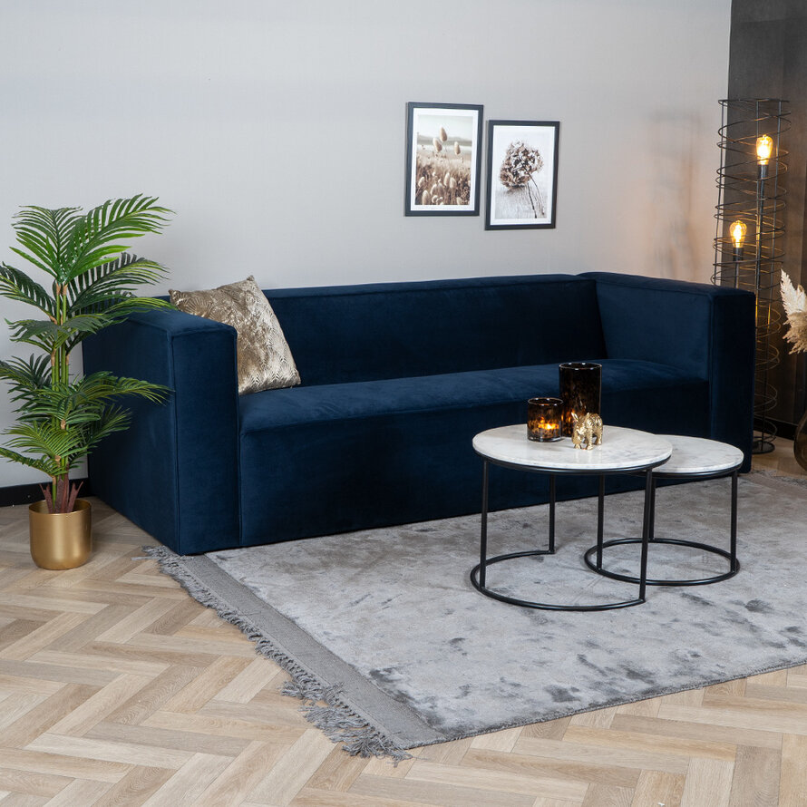 Samt Sofa Memphis 3-Sitzer dunkelblau