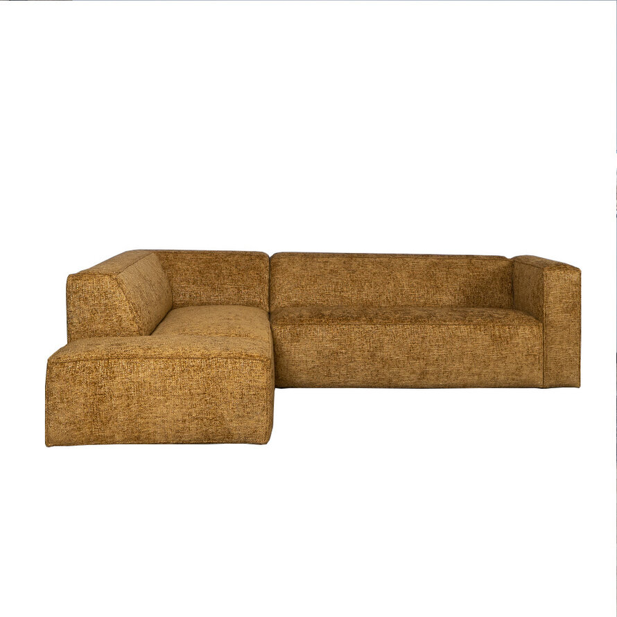 Ecksofa Memphis Chenille ockergelb/cognac links