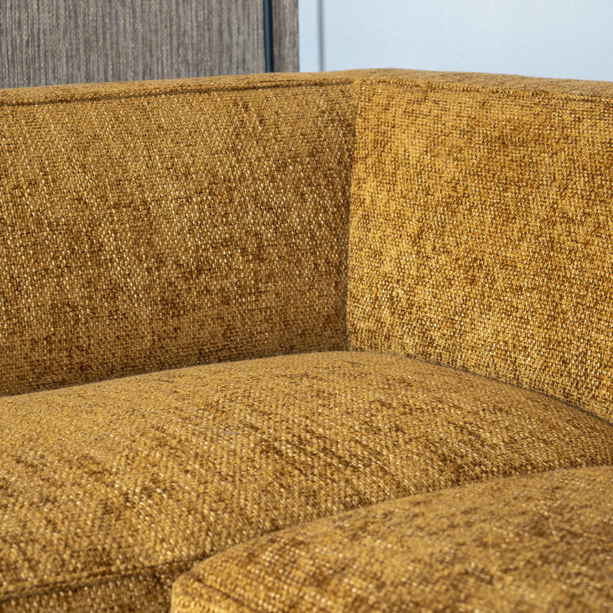 Ecksofa Memphis Chenille ockergelb/cognac links