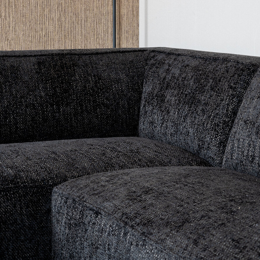 Ecksofa Memphis Chenille schwarz links