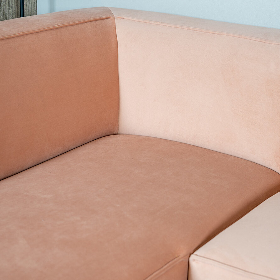 Ecksofa Memphis Samt rosa links