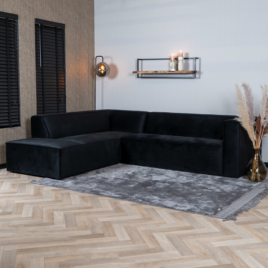 Ecksofa Memphis Samt schwarz links