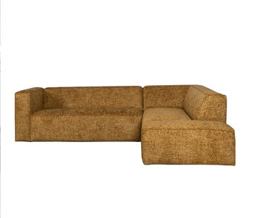 Bronx71 Ecksofa Memphis Chenille ockergelb/cognac rechts