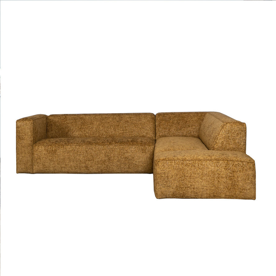 Ecksofa Memphis Chenille ockergelb/cognac rechts