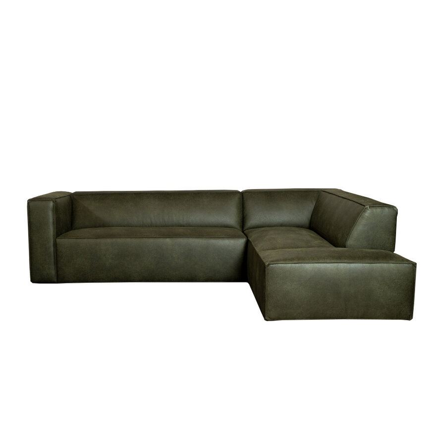 Ecksofa Memphis Leder olivgrün rechts