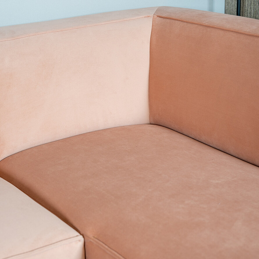 Ecksofa Memphis Samt rosa rechts