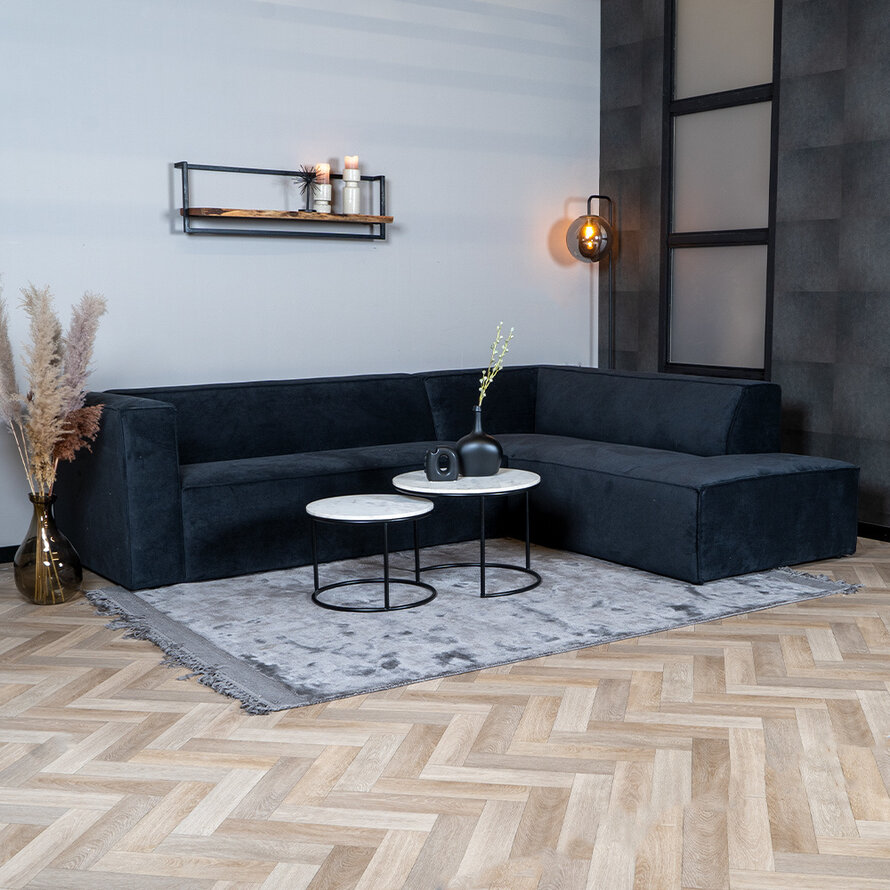 Ecksofa Memphis Stoff schwarz rechts