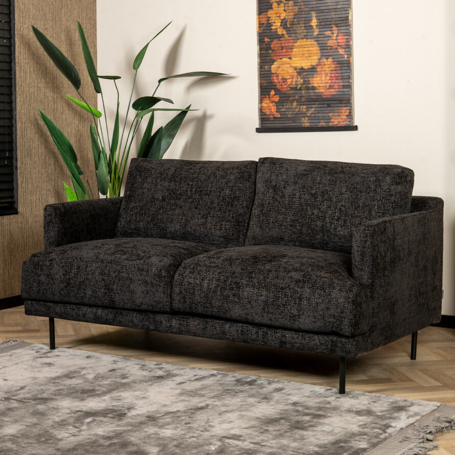 Chenille Sofa Denver 2,5-Sitzer schwarz