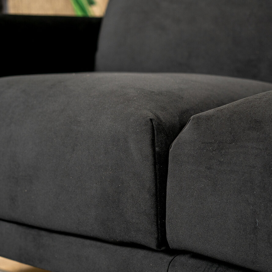 Samt Sofa Denver 2,5-Sitzer schwarz