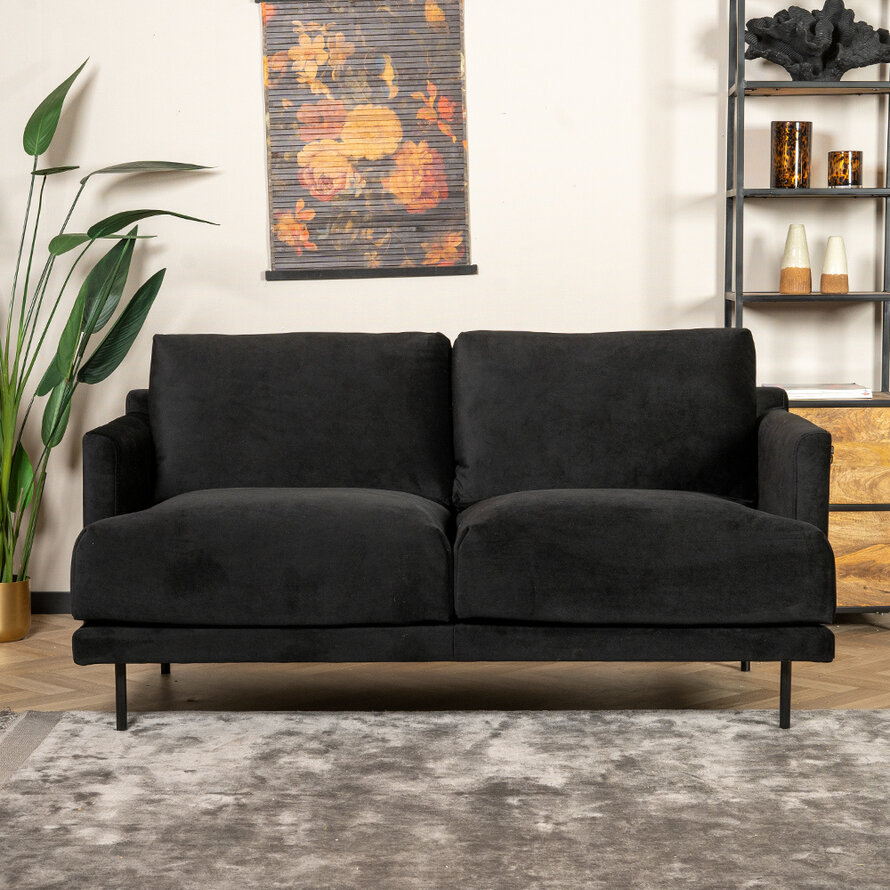 Samt Sofa Denver 2,5-Sitzer schwarz