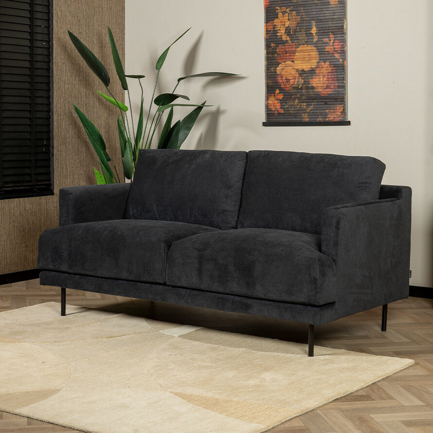 Design Sofa Denver 2,5-Sitzer Stoff schwarz