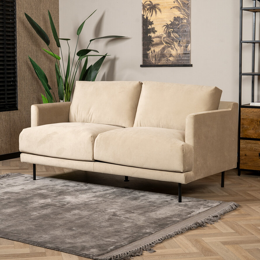 Samt Sofa Denver 2,5-Sitzer beige