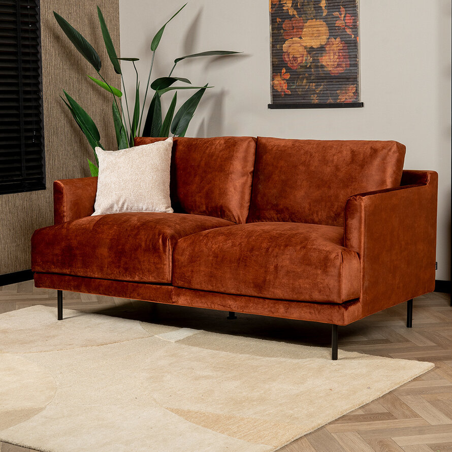 Samt Sofa Denver 2,5-Sitzer kupfer