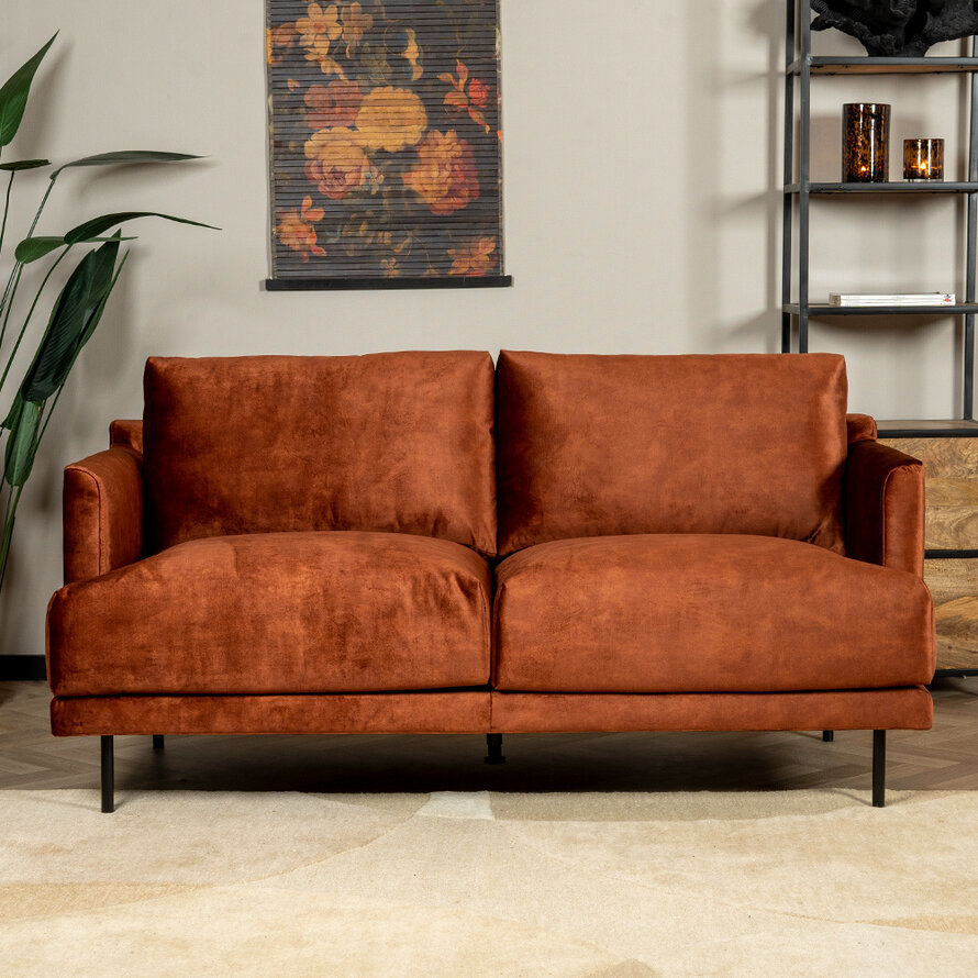 Samt Sofa Denver 2,5-Sitzer kupfer