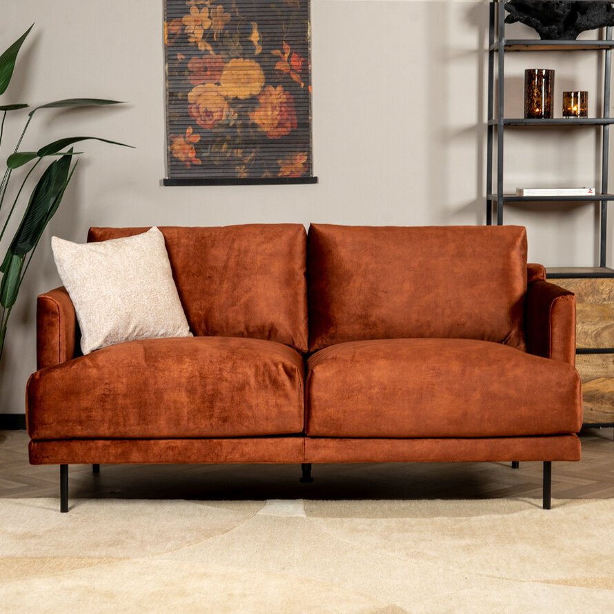 Samt Sofa Denver 2,5-Sitzer kupfer