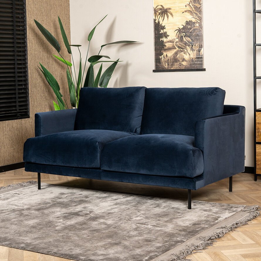 Samt Sofa Denver 2,5-Sitzer dunkelblau