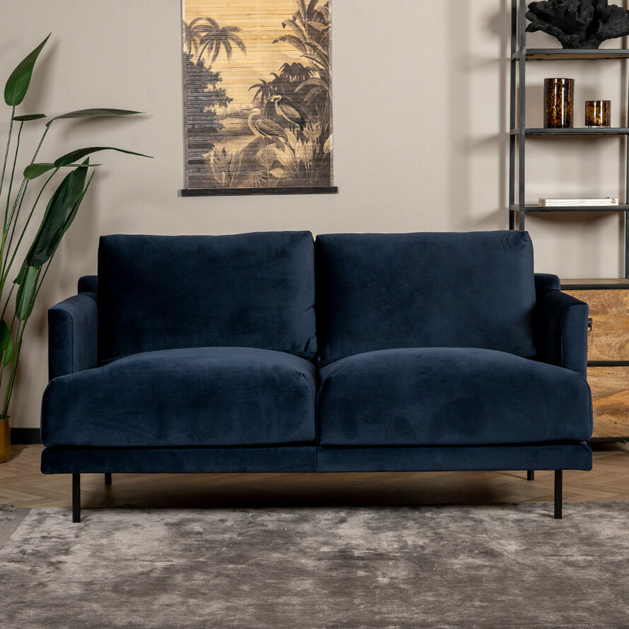 Samt Sofa Denver 2,5-Sitzer dunkelblau