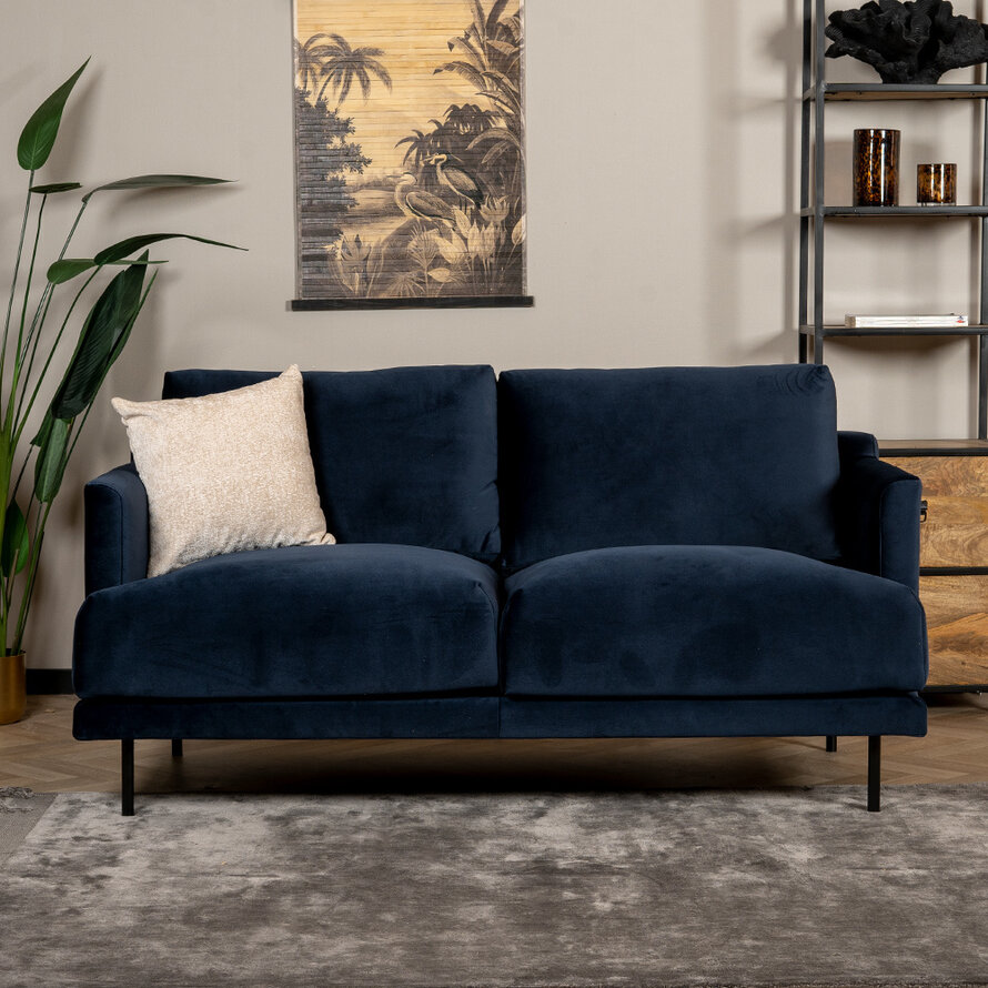 Samt Sofa Denver 2,5-Sitzer dunkelblau