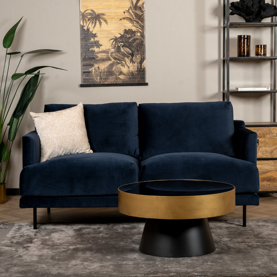 Samt Sofa Denver 2,5-Sitzer dunkelblau