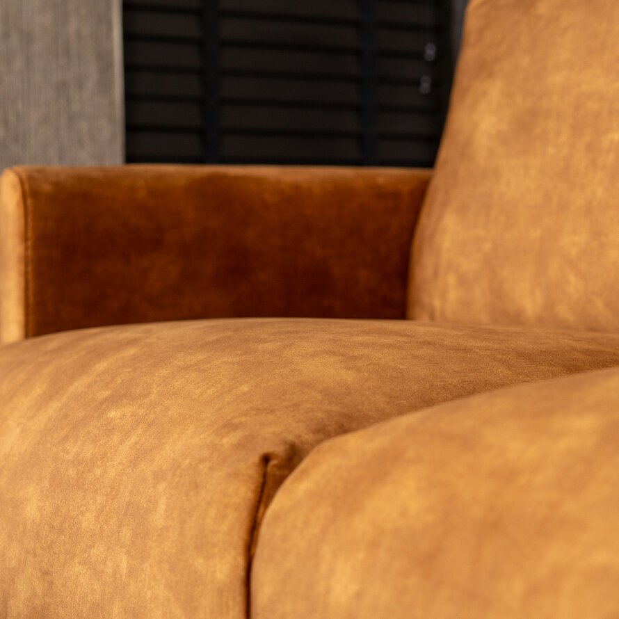 Samt Sofa Denver 2,5-Sitzer ockergelb/cognac